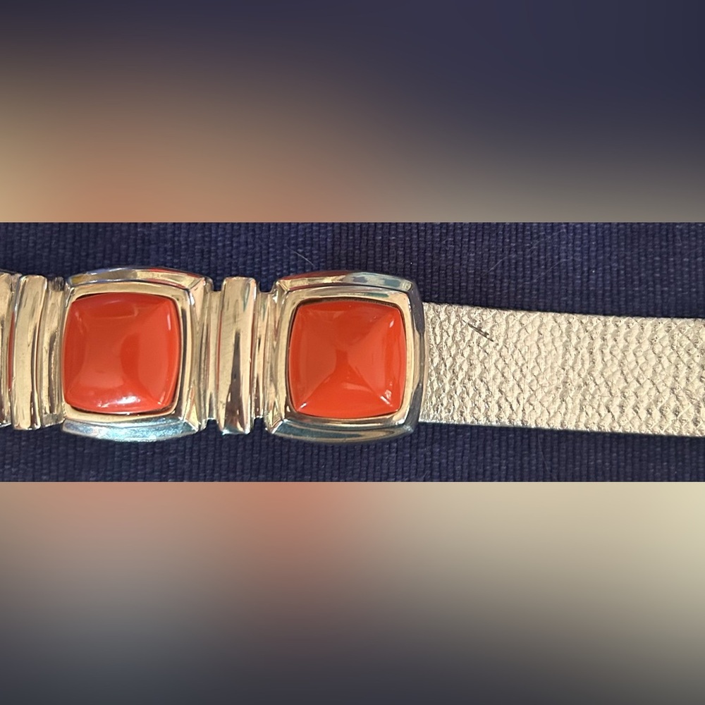 Vintage 1980’s Alexis Kirk Adjustable Silver and Coral Belt - Picture 7 of 7